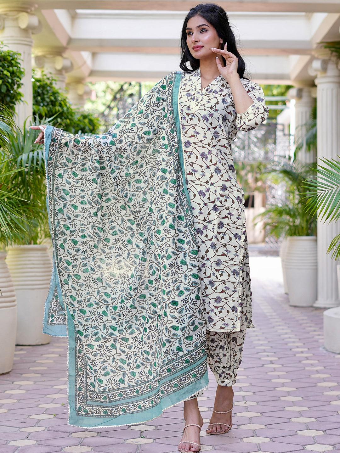 Graceful Floral Printed Salwar Suit with Dupatta