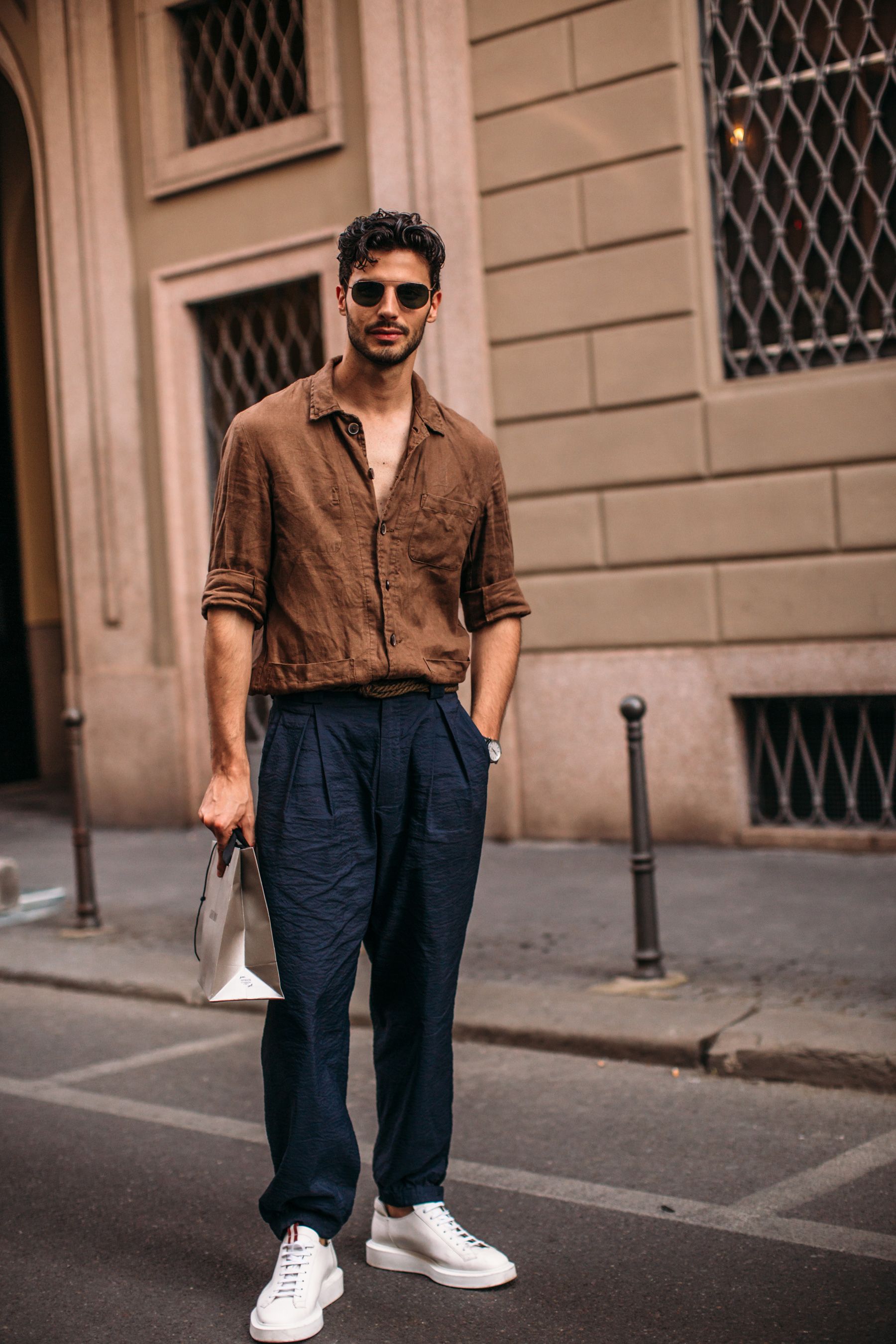 Casual Men's Linen Shirt and Trousers Set